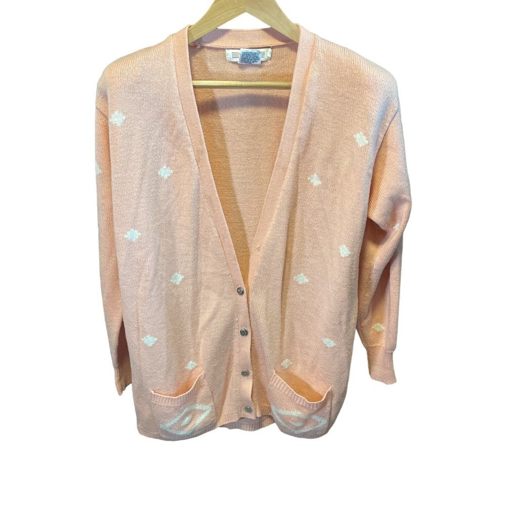 Vintage Segue Pink V Neck Buttoned Cardigan